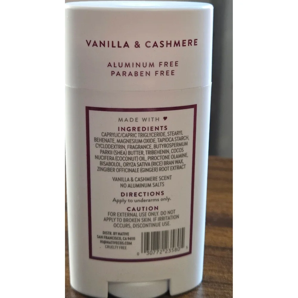 Native Deodorant Vanilla & Cashmere Aluminum Free Paraben Free 2.65 oz